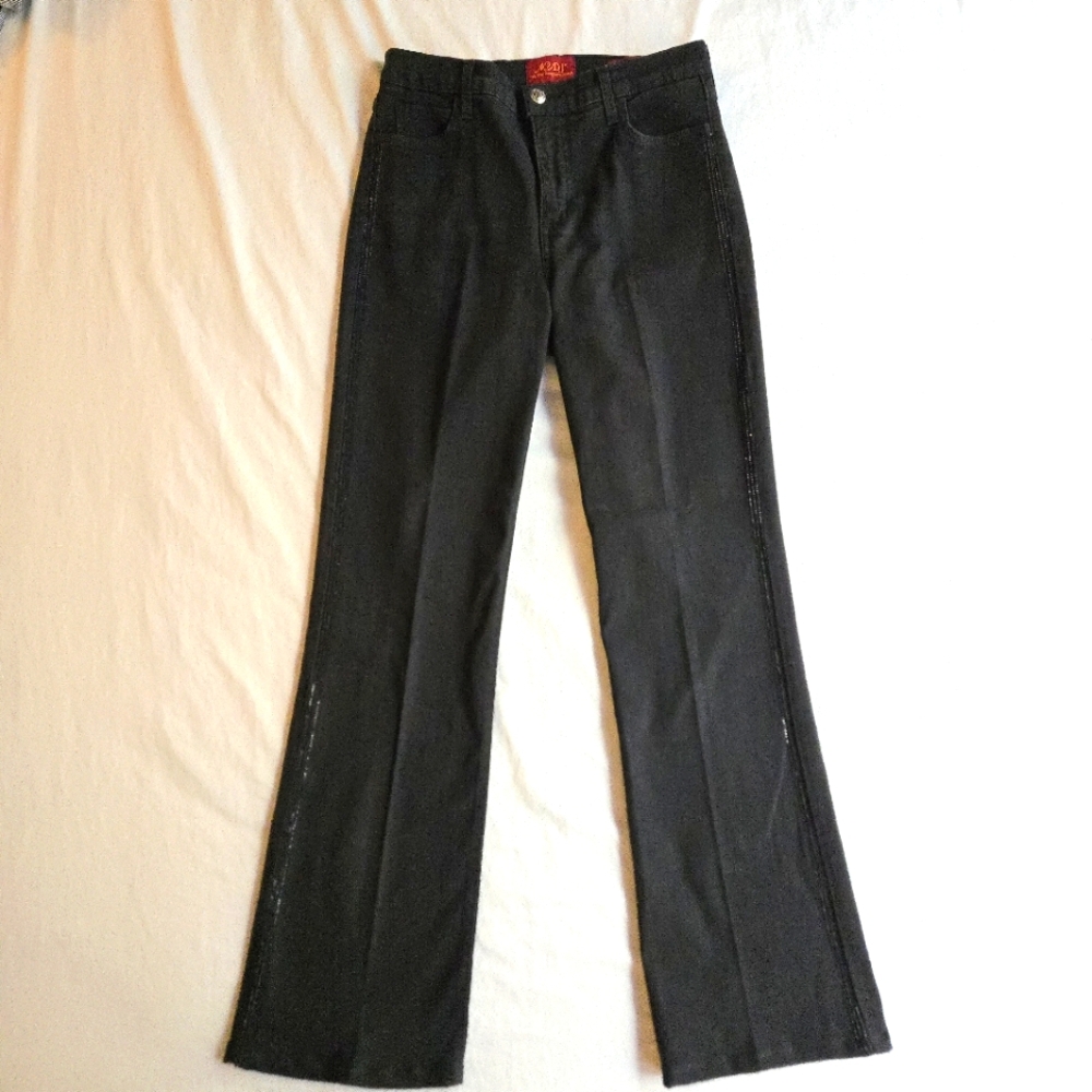 NYDJ Women's Boot Cut Jeans - Black with Embellished Tuxedo Crystal Stripe